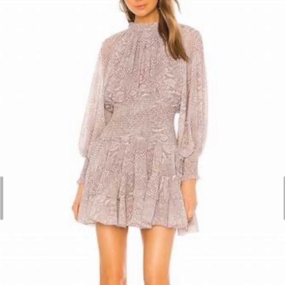 Cleobella snake print dress with smocked bodice and cuffs size small - Picture 3 of 6